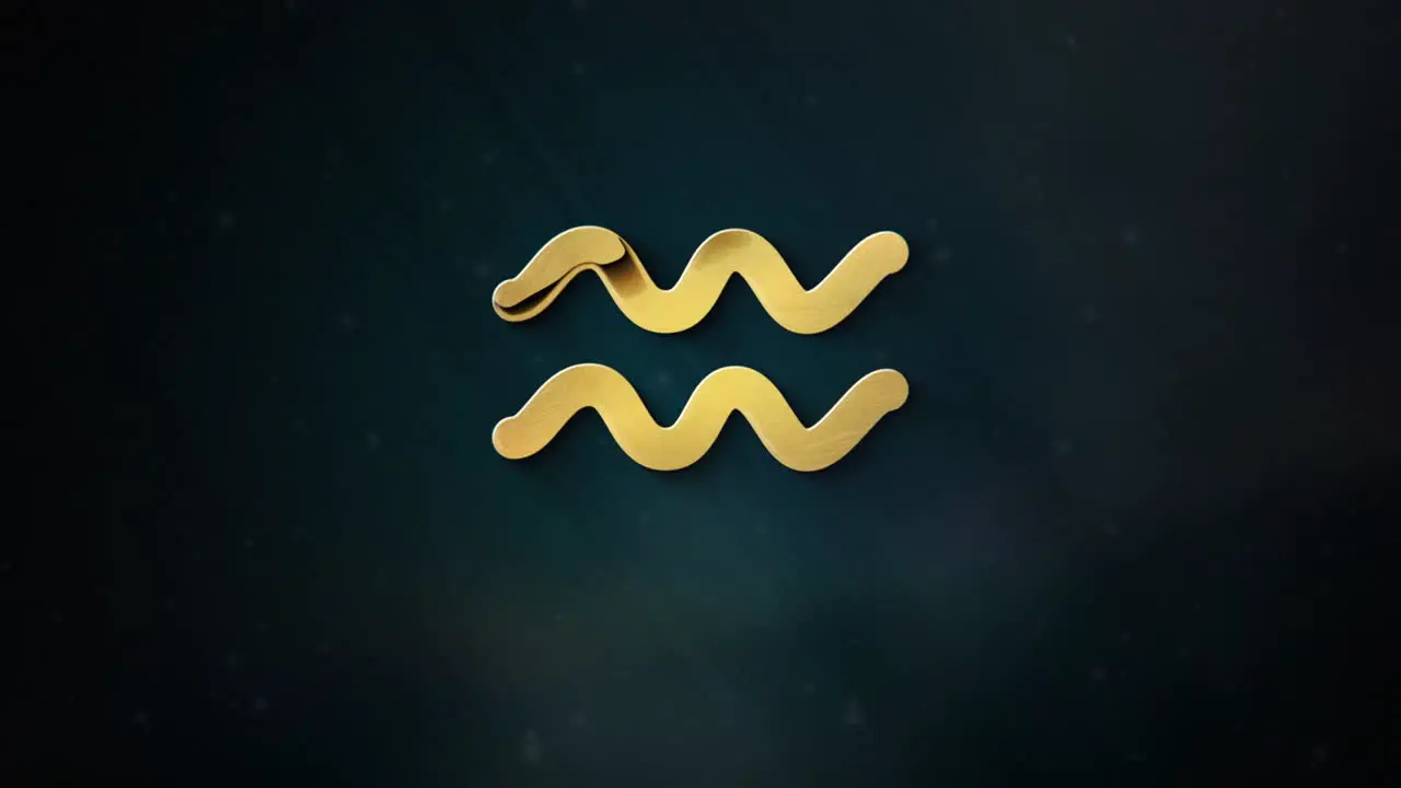 3D intro in gold of the Astrological sign Aquarius