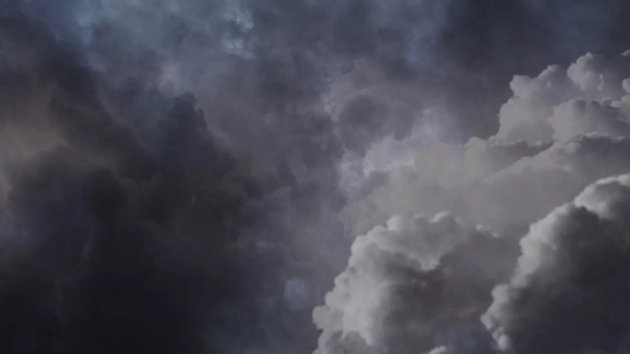 View of lightning storm timelapse with dark clouds moving away