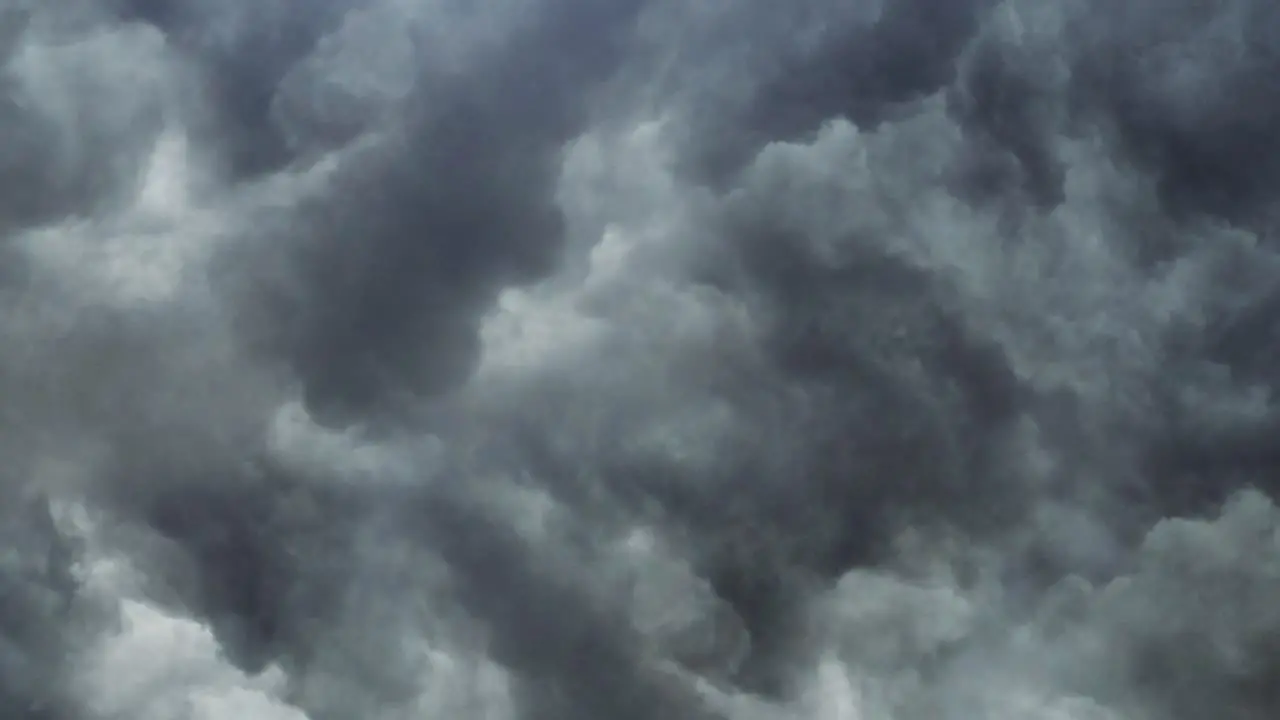 4k Lightning storm over field on the gray clouds