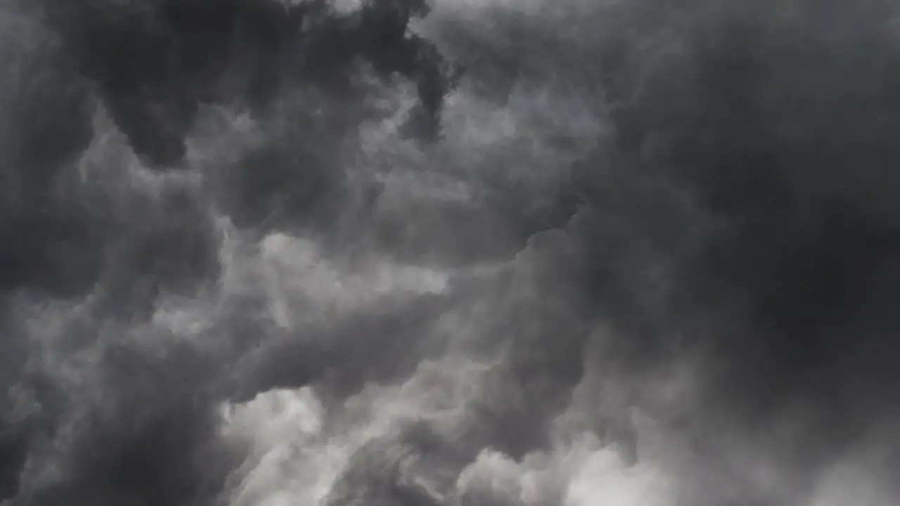 4k view of dark cumulonimbus clouds and thunderstorm