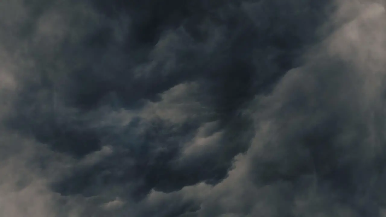 4K Lightning and thunderstorm with dark storm clouds