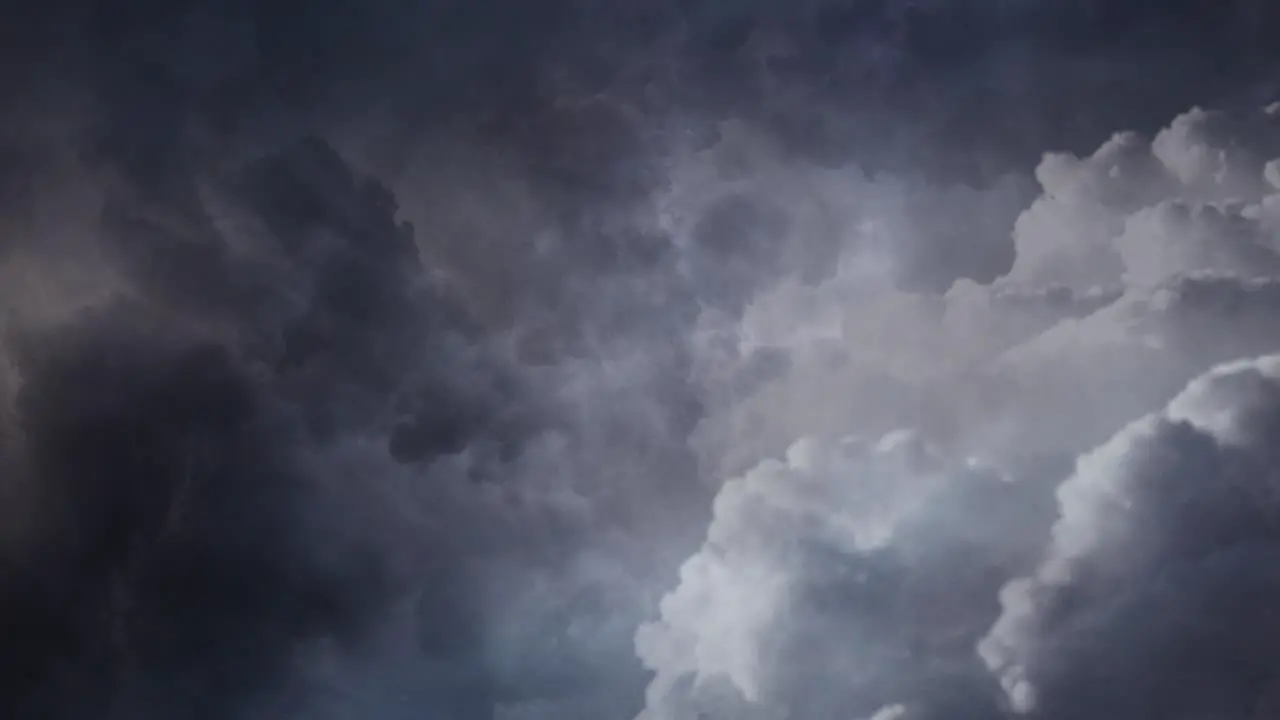 4k thunderstorm dark cloud clumps in the dark sky