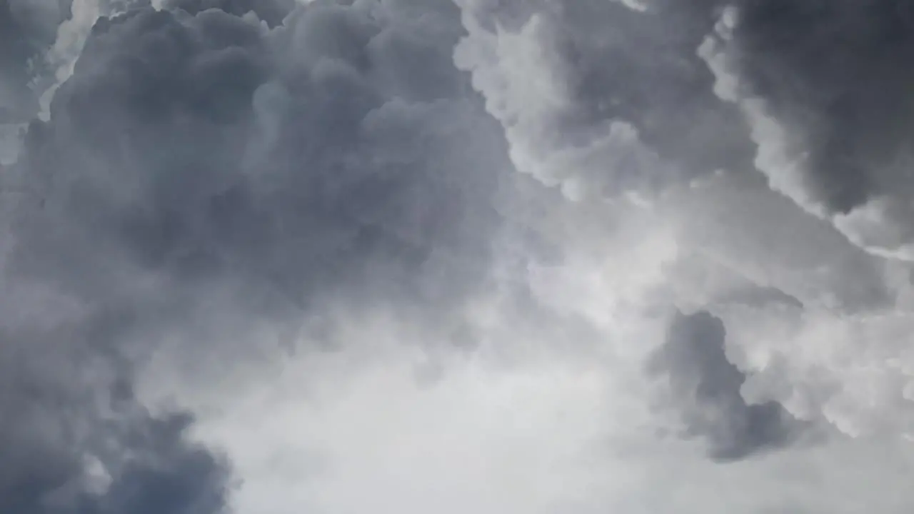 Thunderstorm and dark gray clouds moving in the dark sky