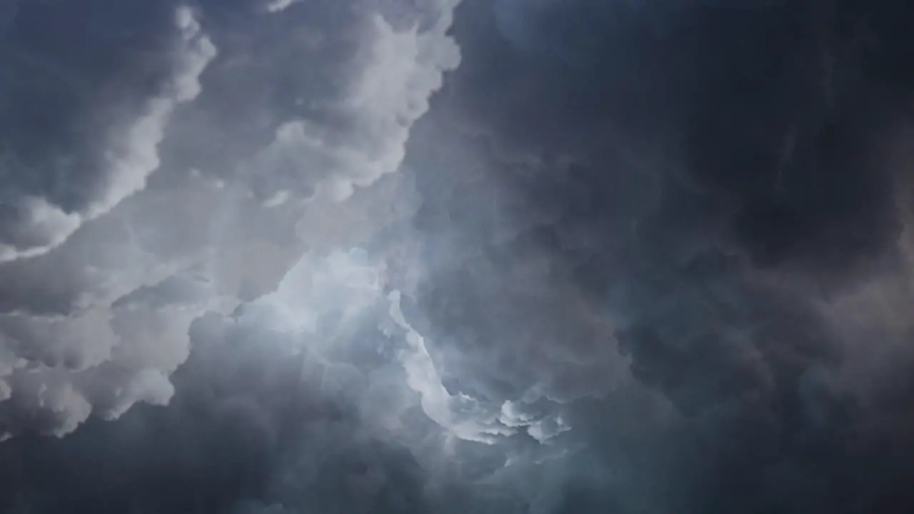 Thunderstorm and lightning strike in the dark clouds