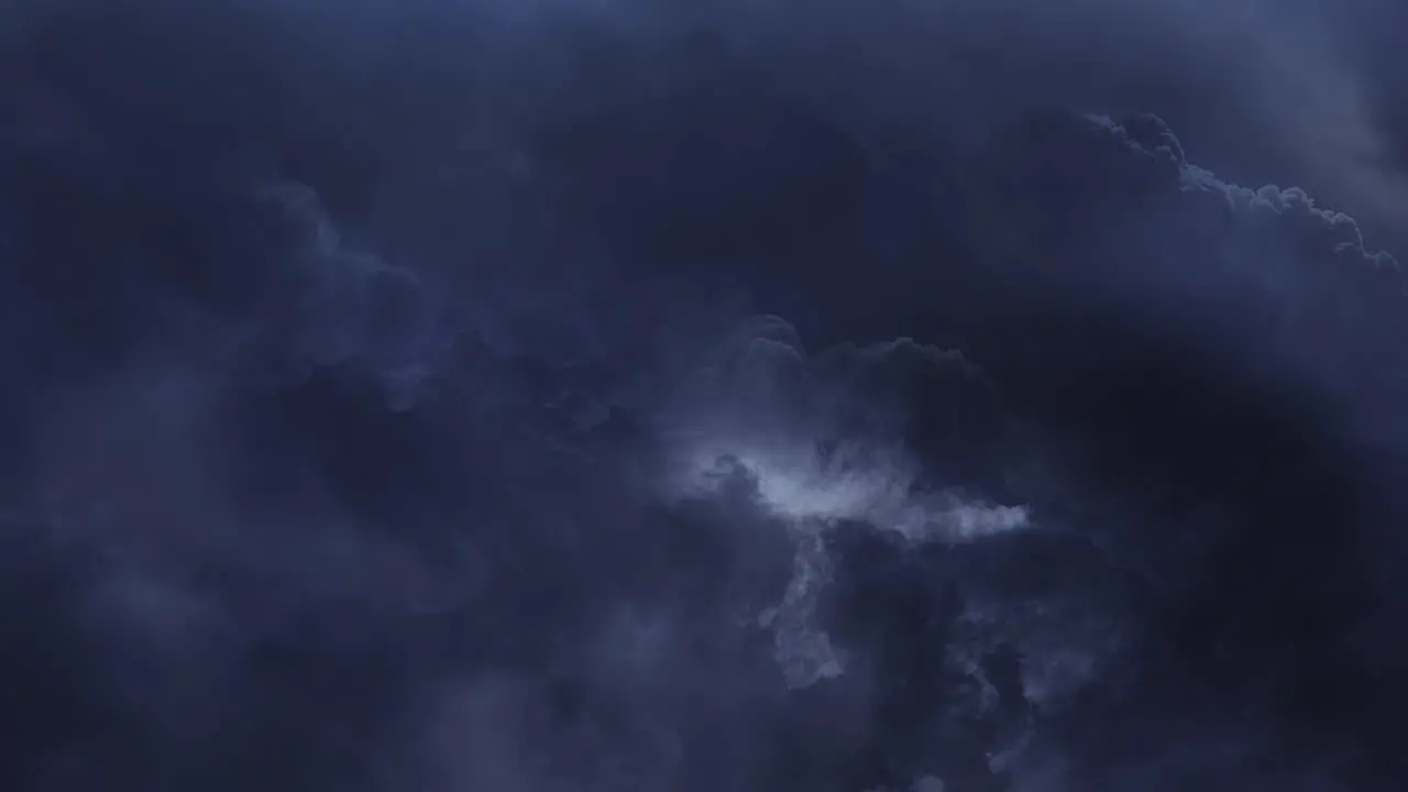 cinematic thick cumulonimbus clouds in dark sky and thunderstorm