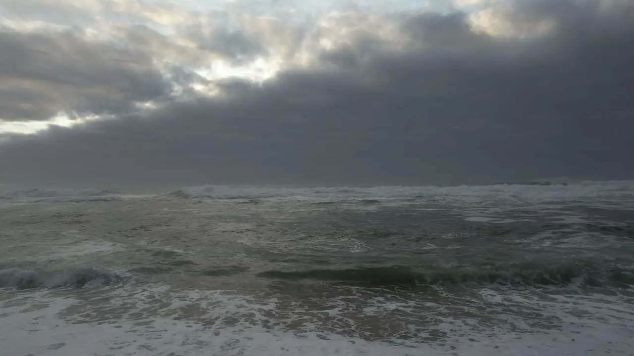 Oceam Storm Waves Crashing on Sand Beach