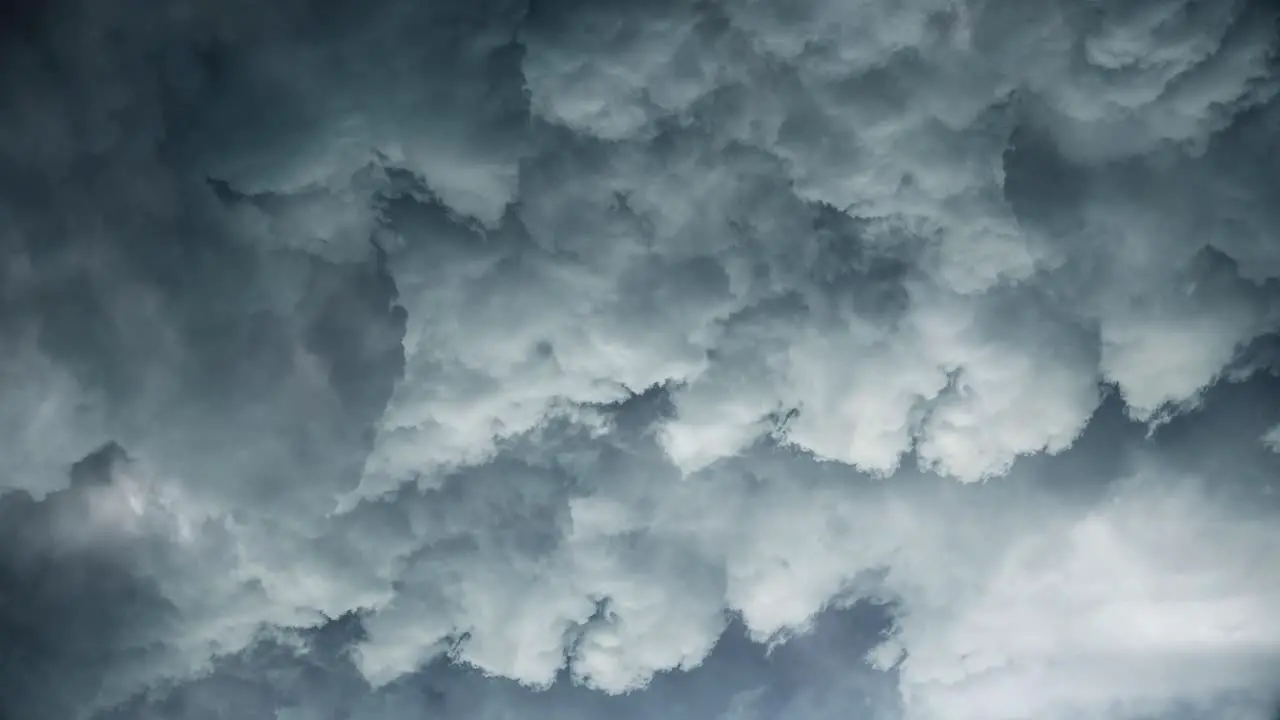 View from Above Thunderstorm and Moving Dark Clouds 4K Lightning Hurricane