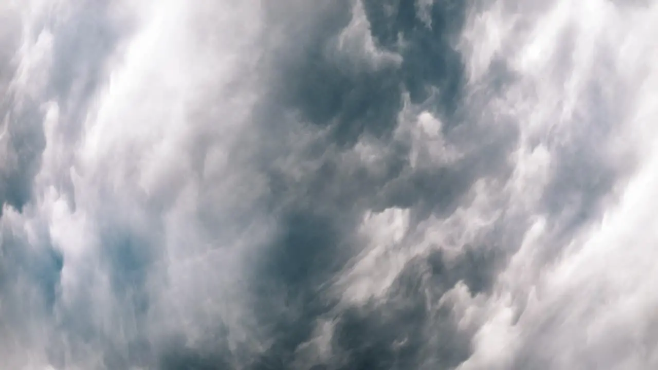 4k flying through and thunderstorm happening inside dark gray clouds