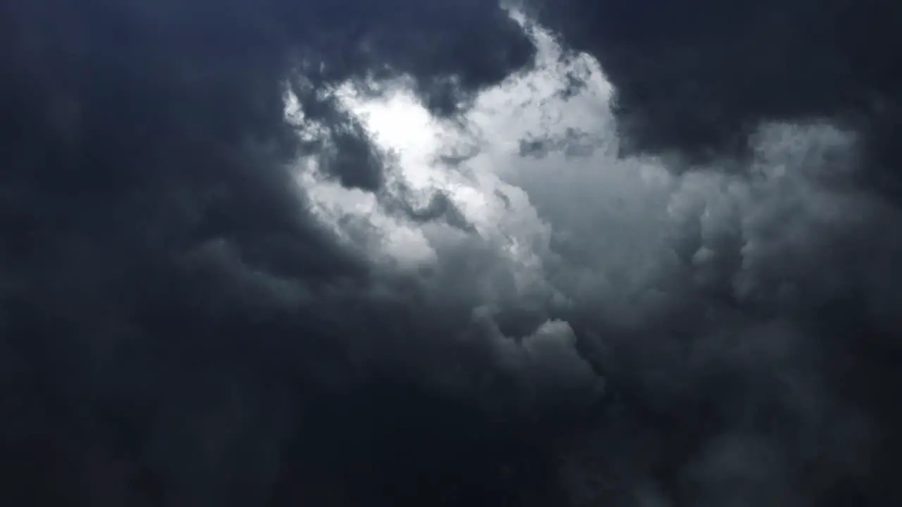 point of view thunderstorm inside dark cumulonimbus clouds