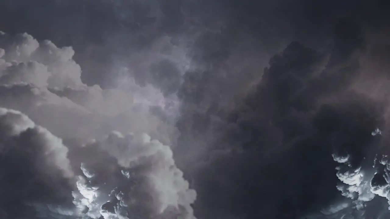 View of thunderstorm inside cumulonimbus clouds