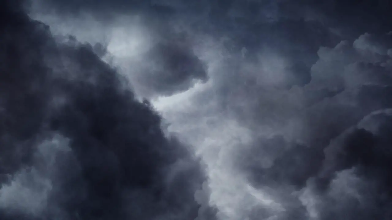 View of Lightning Flashes In Storm dark Clouds