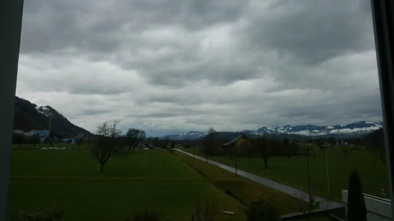 Timelapse shot of storm passing by in Switzerland