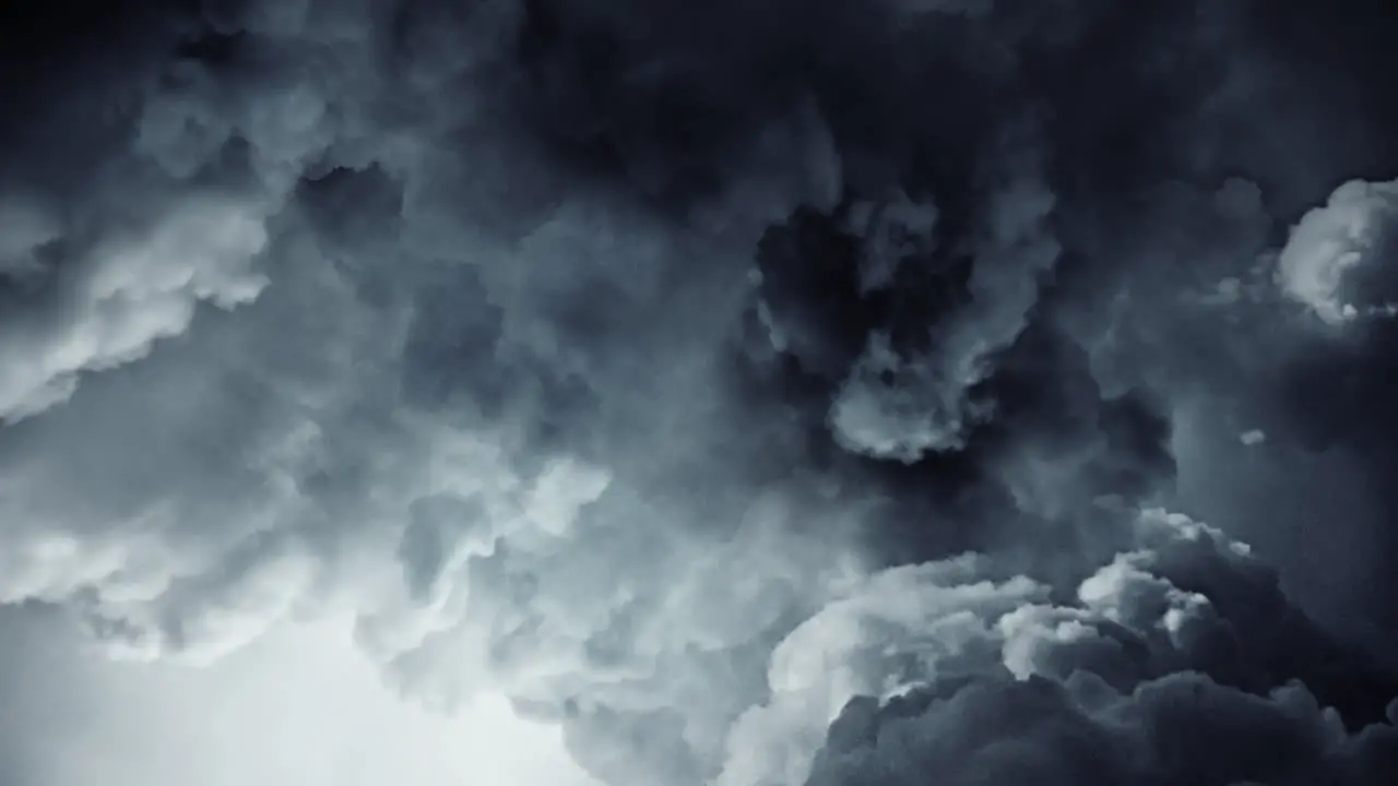 A lightning strike on a cloudy dramatic stormy sky 4K