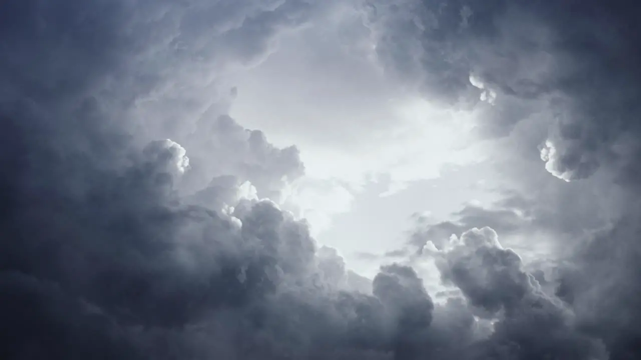 4k thunderstorm point of view inside cumulonimbus cloud