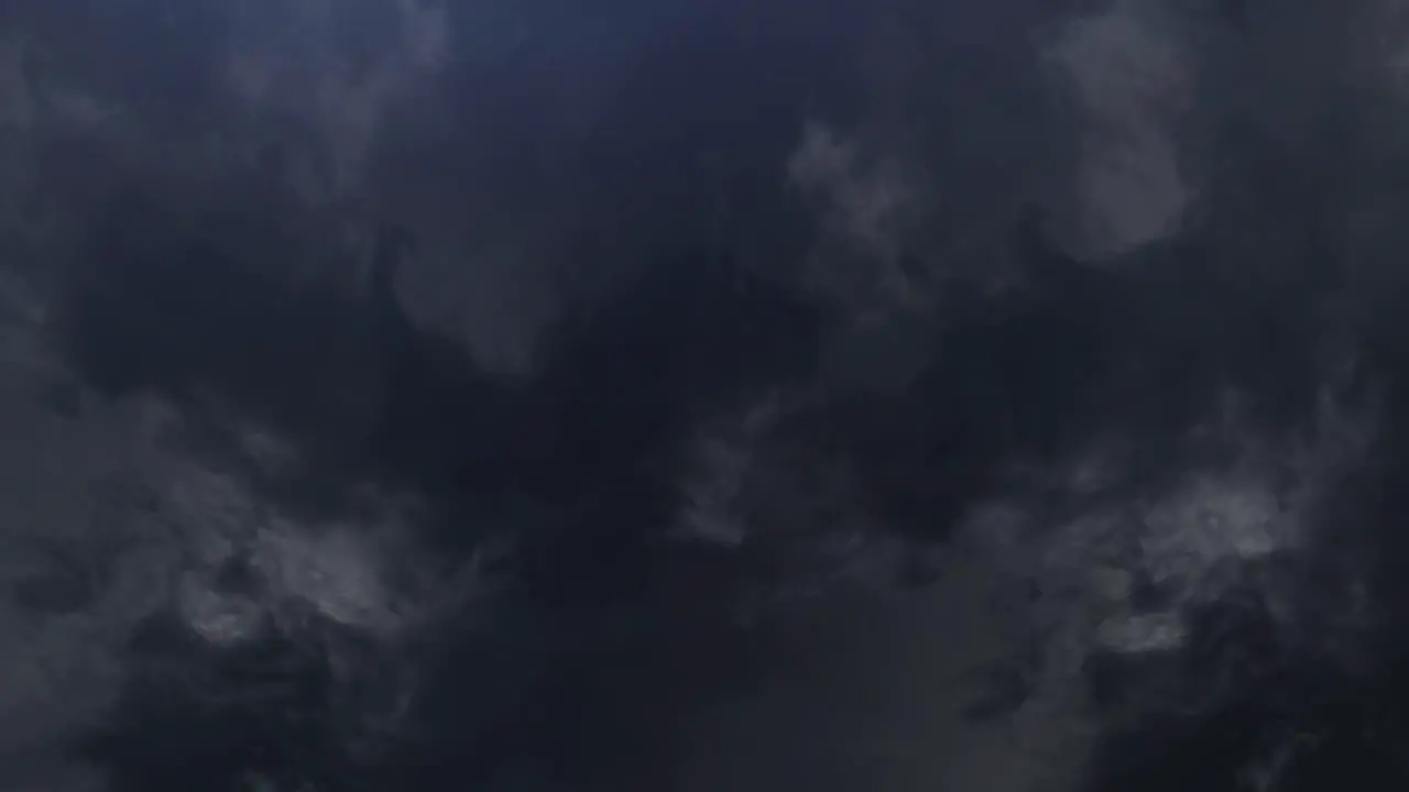 thunderstorm in dark sky with moving clouds