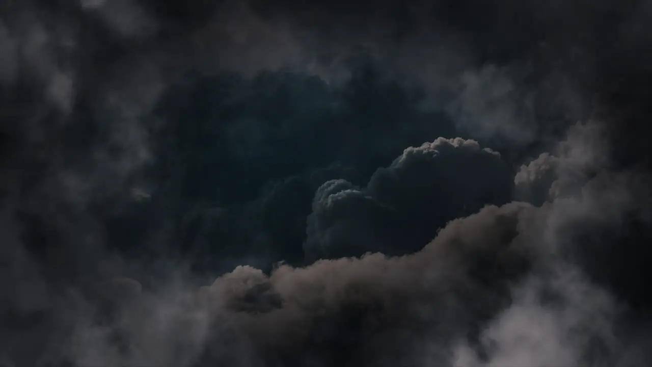 zoom in black clouds with lightning strikes in them