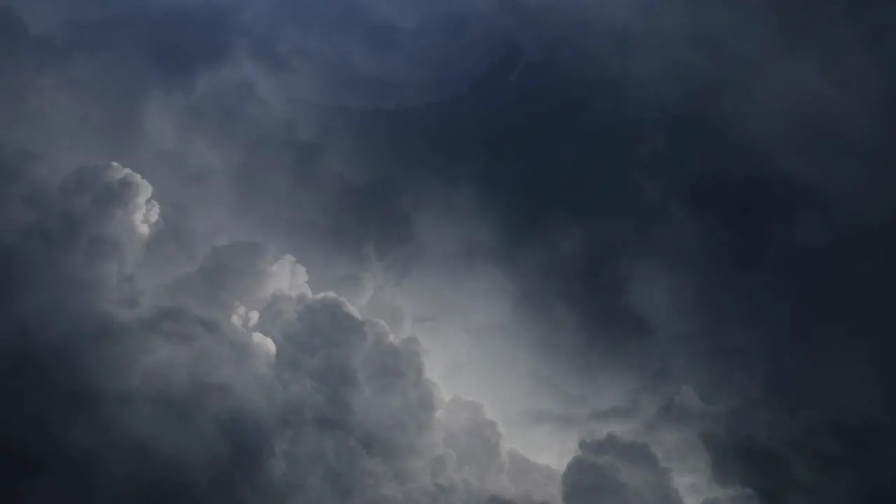 thunderstorm dark cloud clumps with lightning flashes 4K