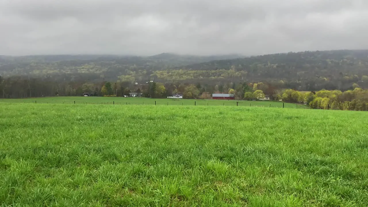 Beautiful rainy spring day in the Appalachian mountain grasslands