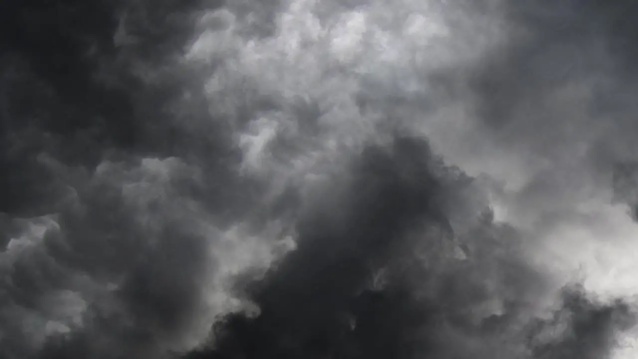 Flight Through Dark Clouds And Lightning Strikes