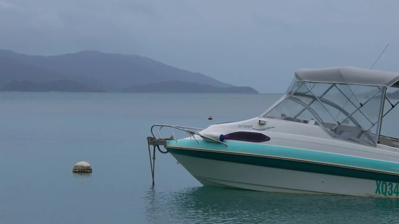 A boat at a tropical island closeup