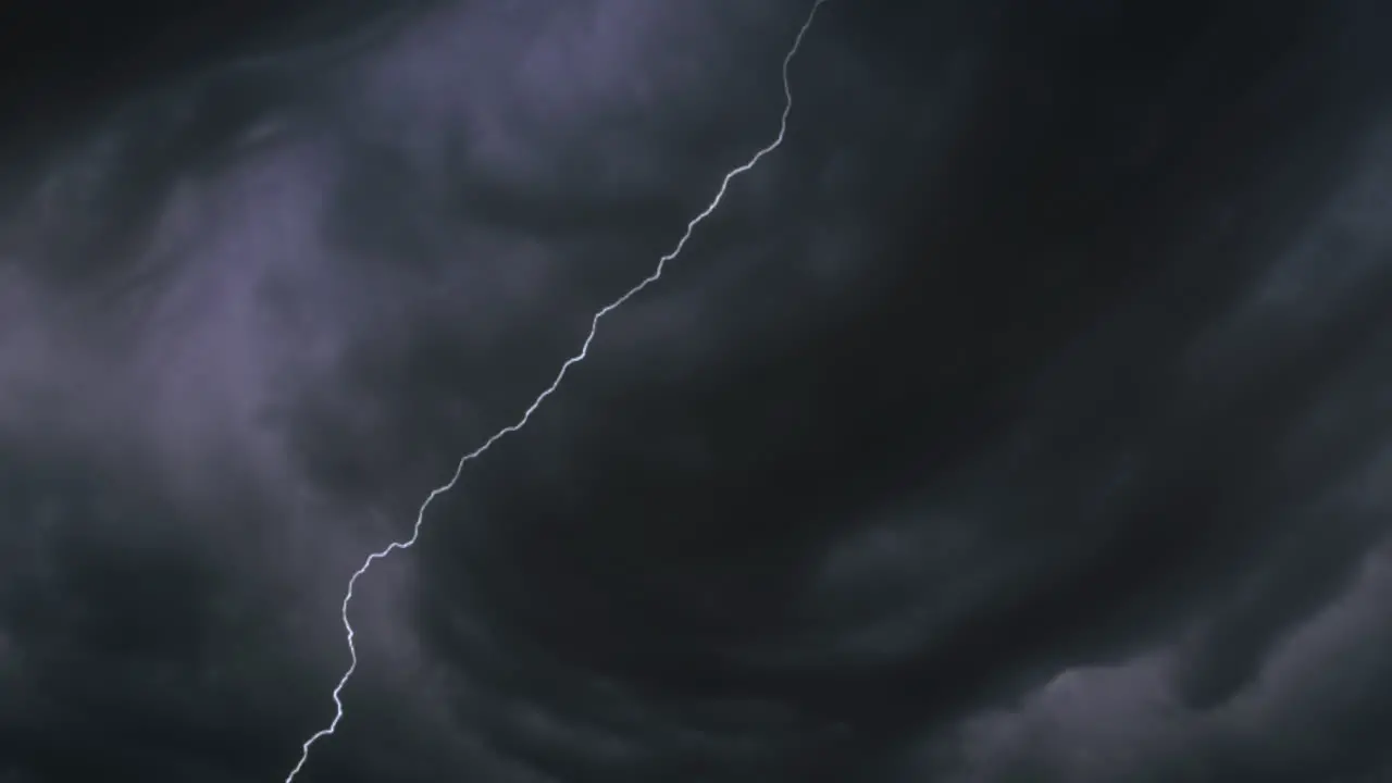 Lighting storm clouds in sky at night during a thunderstorm