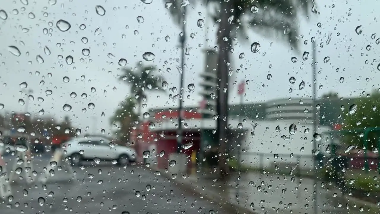 rain dripping down car window