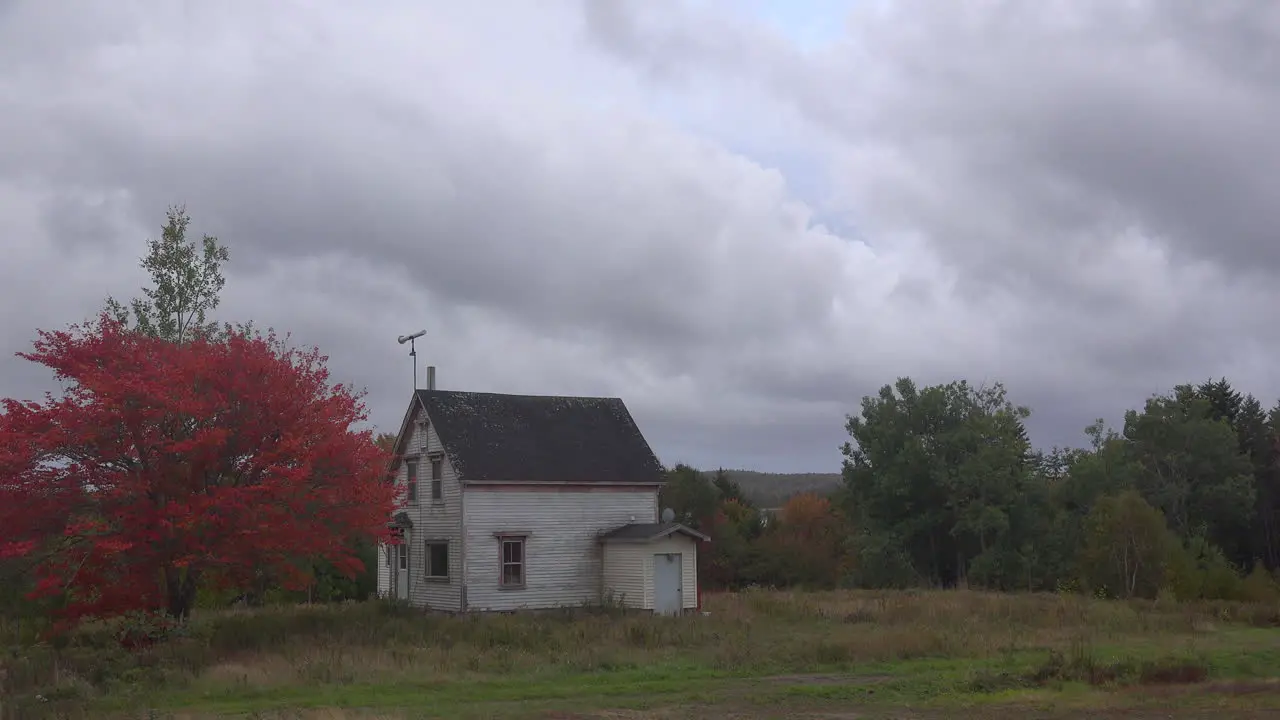 Canada Nova Scotia Clouds Above Old House