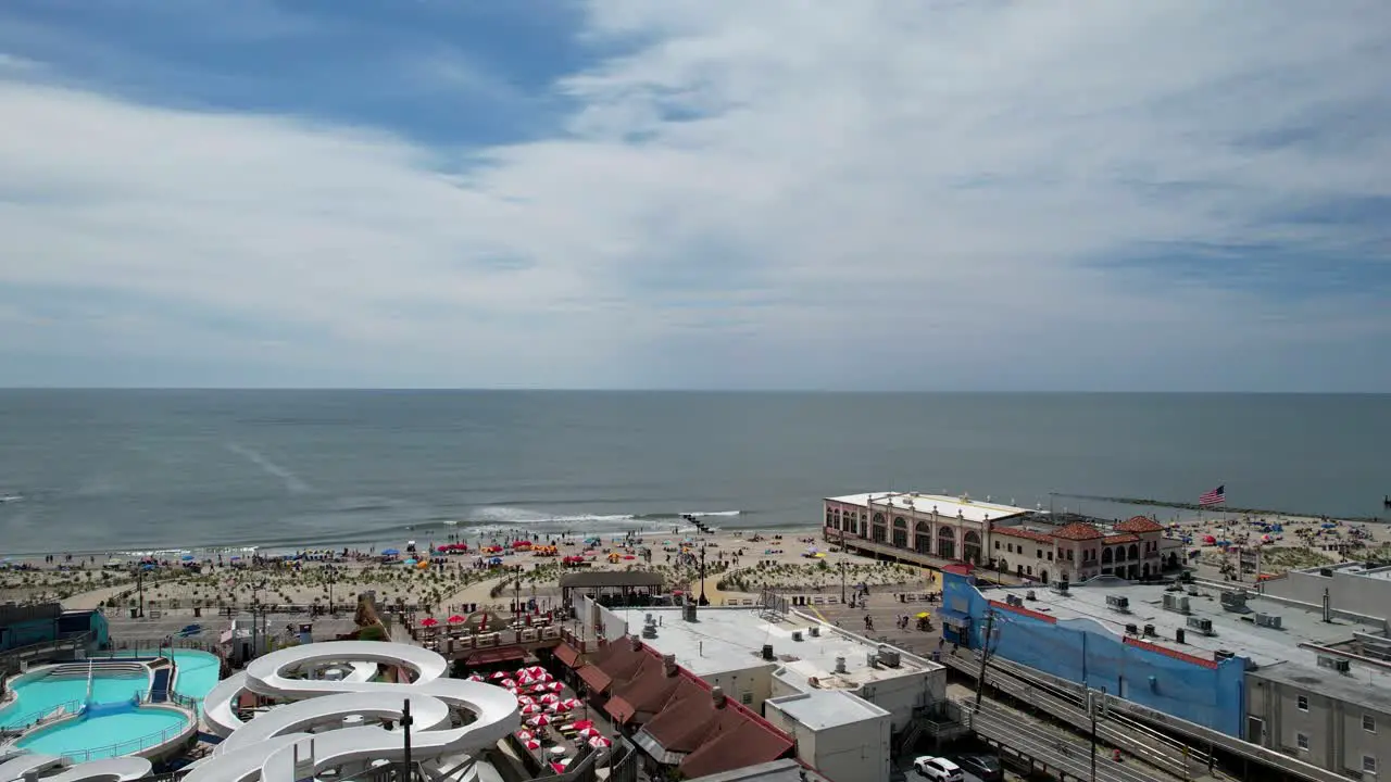 Flying above a waterpark on the Ocean City New Jersey boardwalk