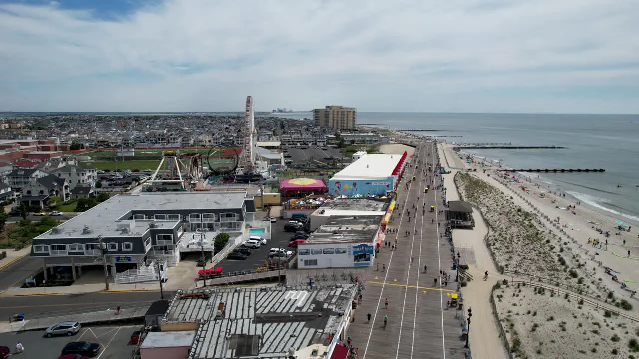 Ascending shot above the boardwalk in Ocean City New Jersey