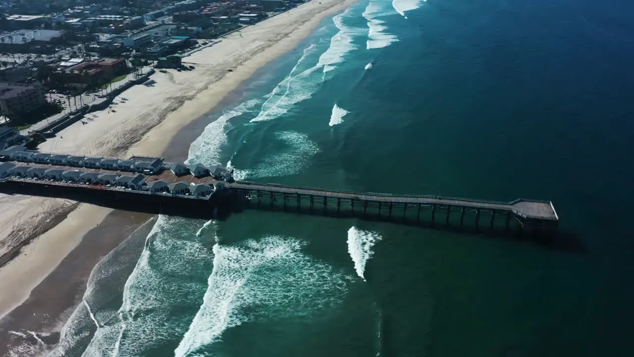 Aerial of empty abandoned beaches of southern california with no one during covid19 5