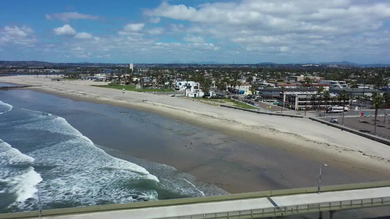 Aerial of empty abandoned beaches of southern california with no one during covid19 2