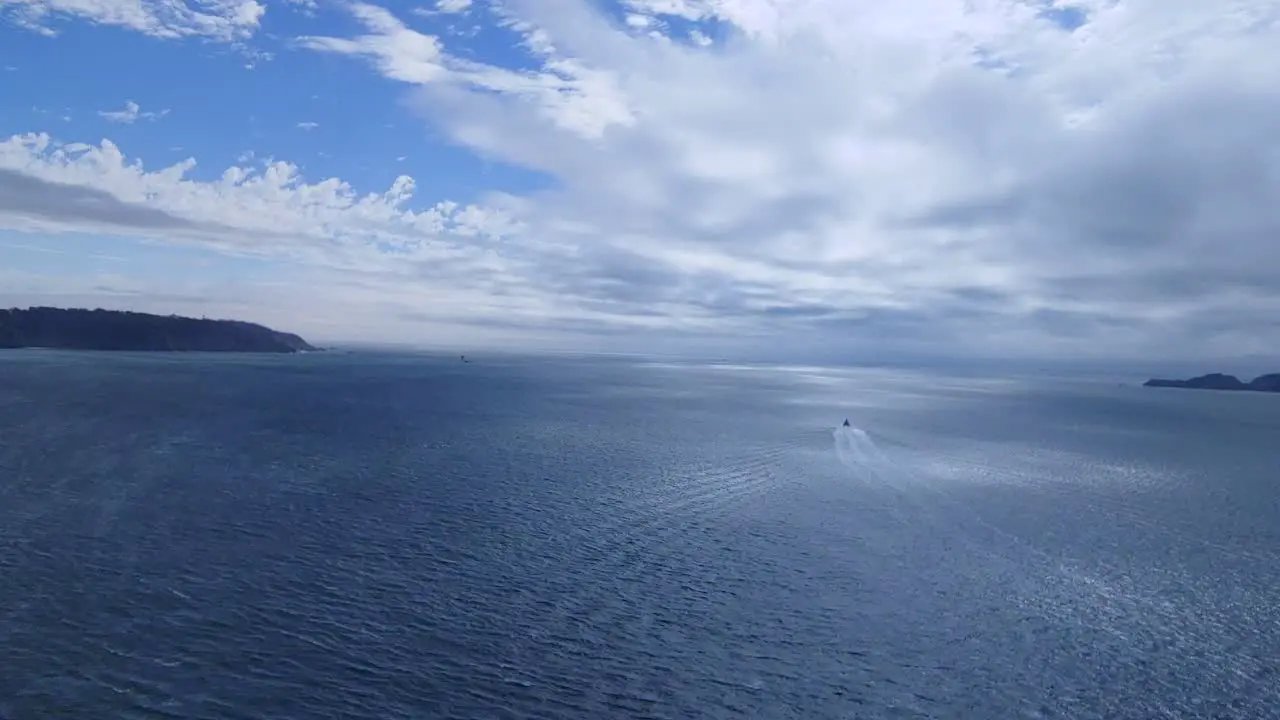 Calm seascape panorama and Blue cloudy Sky Background