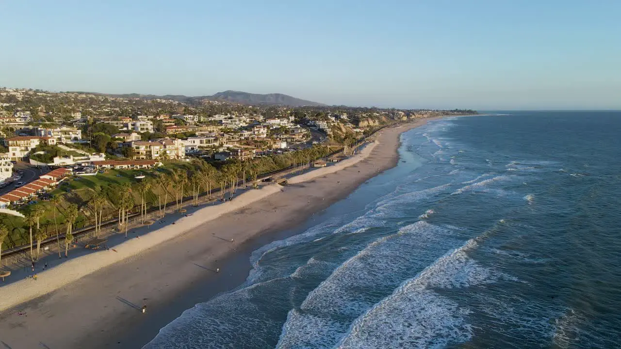 Aerial view of beautiful California beach and Pacific coastline with ocean waves