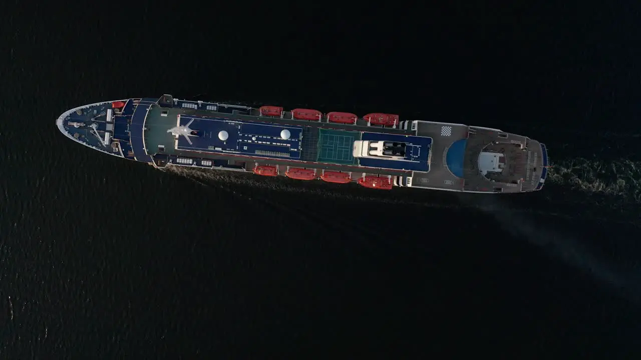 Aerial drone footage of cruise ship