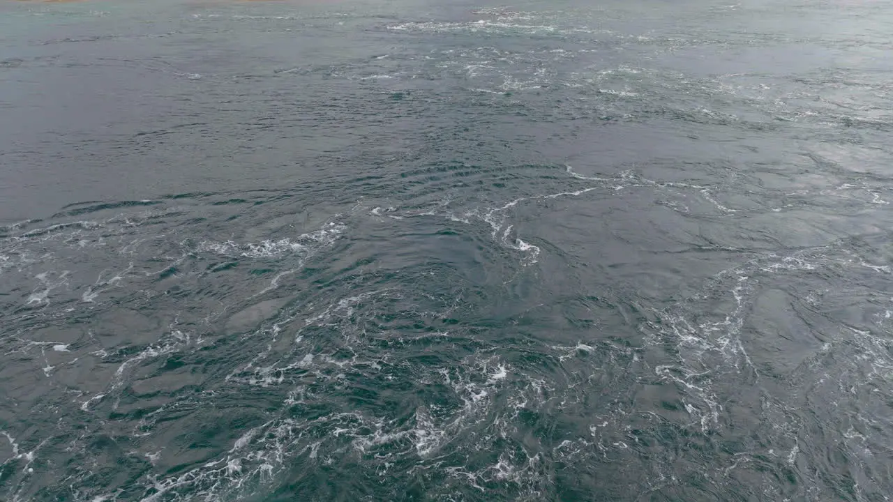 Close up strong water current in ocean off