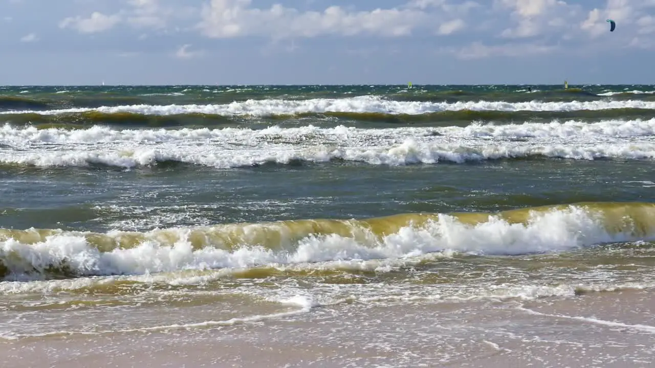 Rough Sea Waves on Baltic Sea Coast in Poland