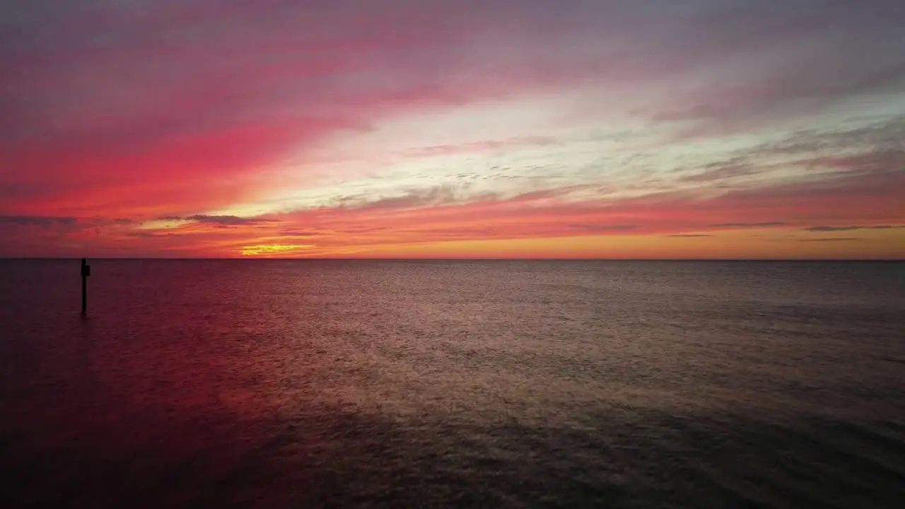 Beach Sunset Aerial Drone Shot over Ocean