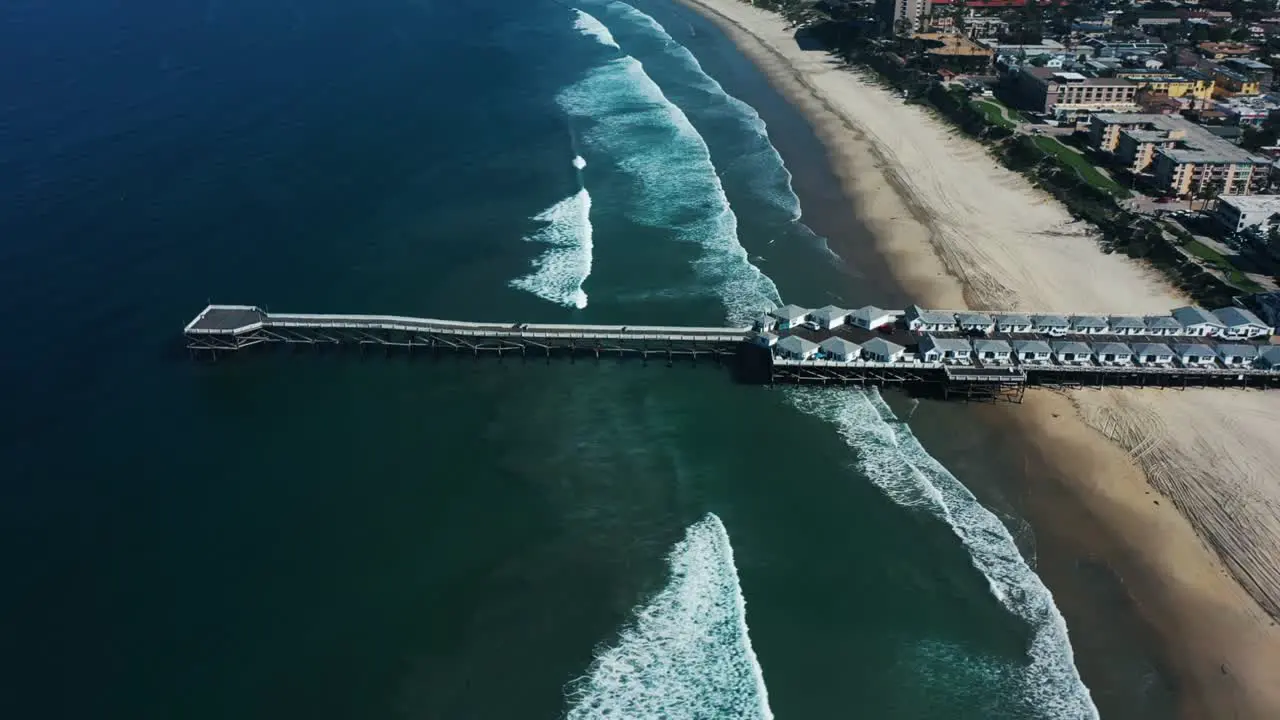 Aerial of empty abandoned beaches of southern california with no one during covid19 3