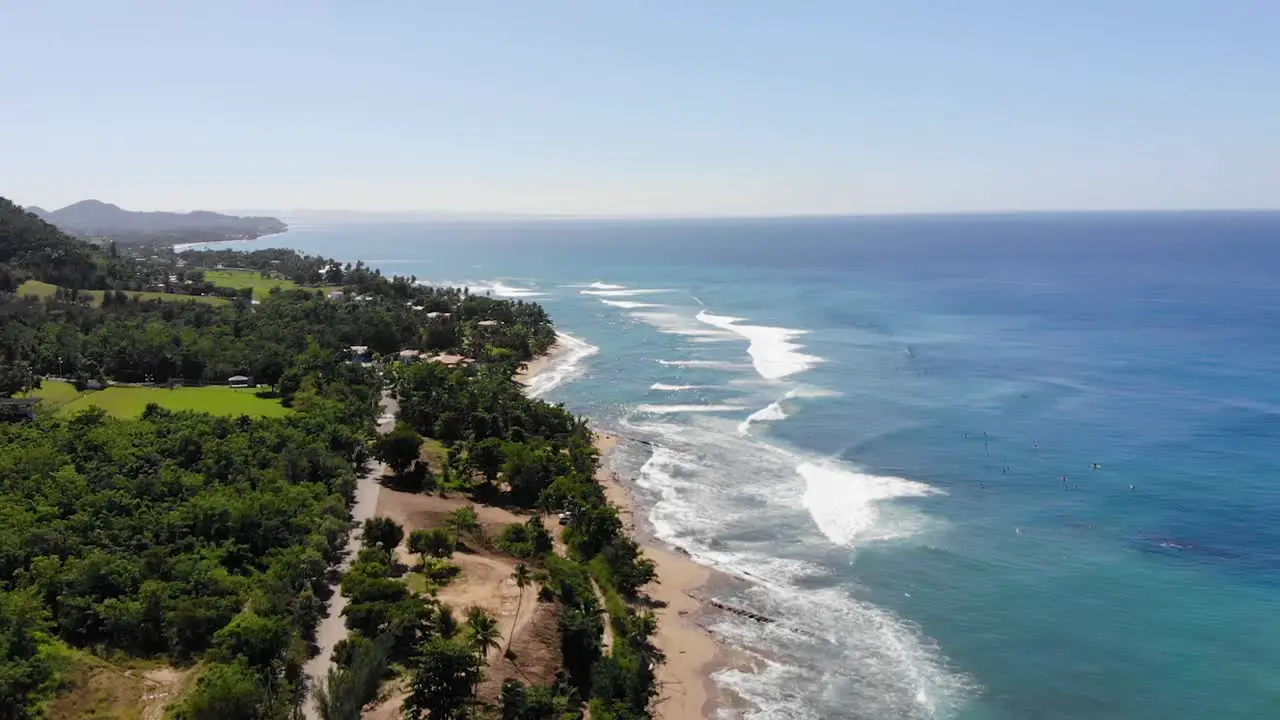 Aerial Slow motion footage of a beach in Rincon