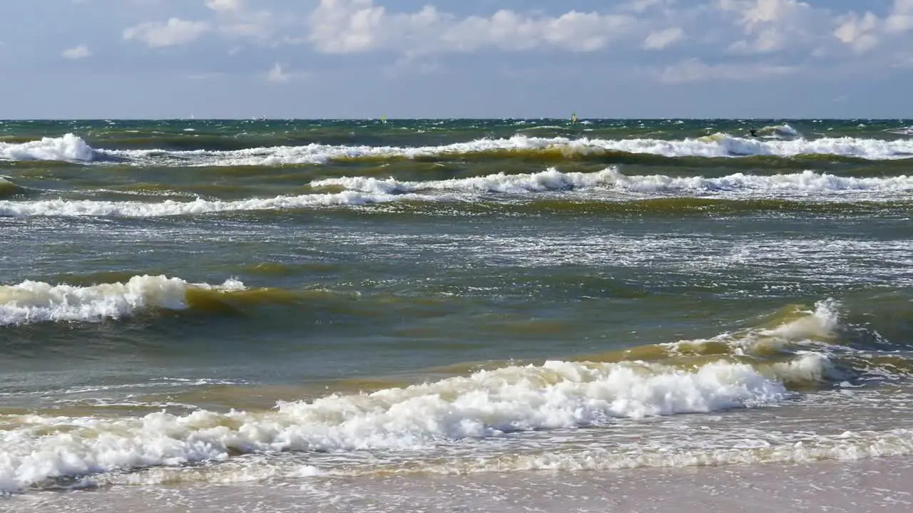 Sea Waves on Windy Day Baltic Sea Poland