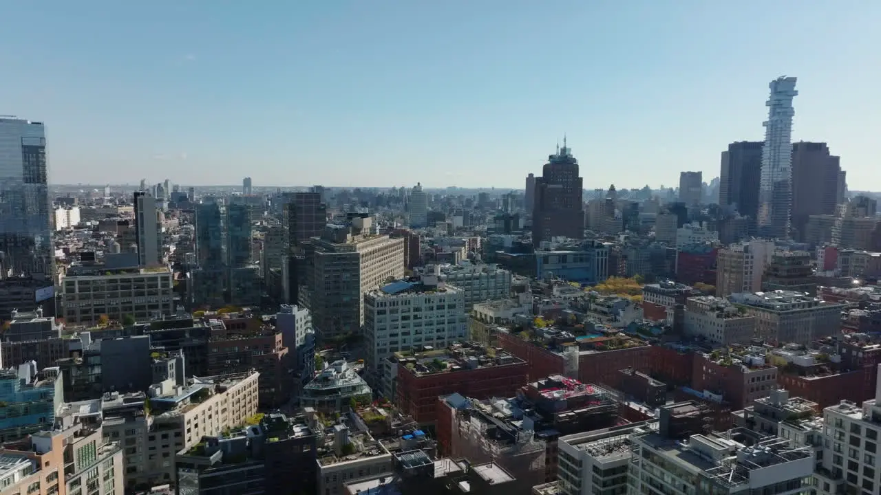 Elevated view of city Blocks of apartment buildings around Canal street Manhattan New York City USA