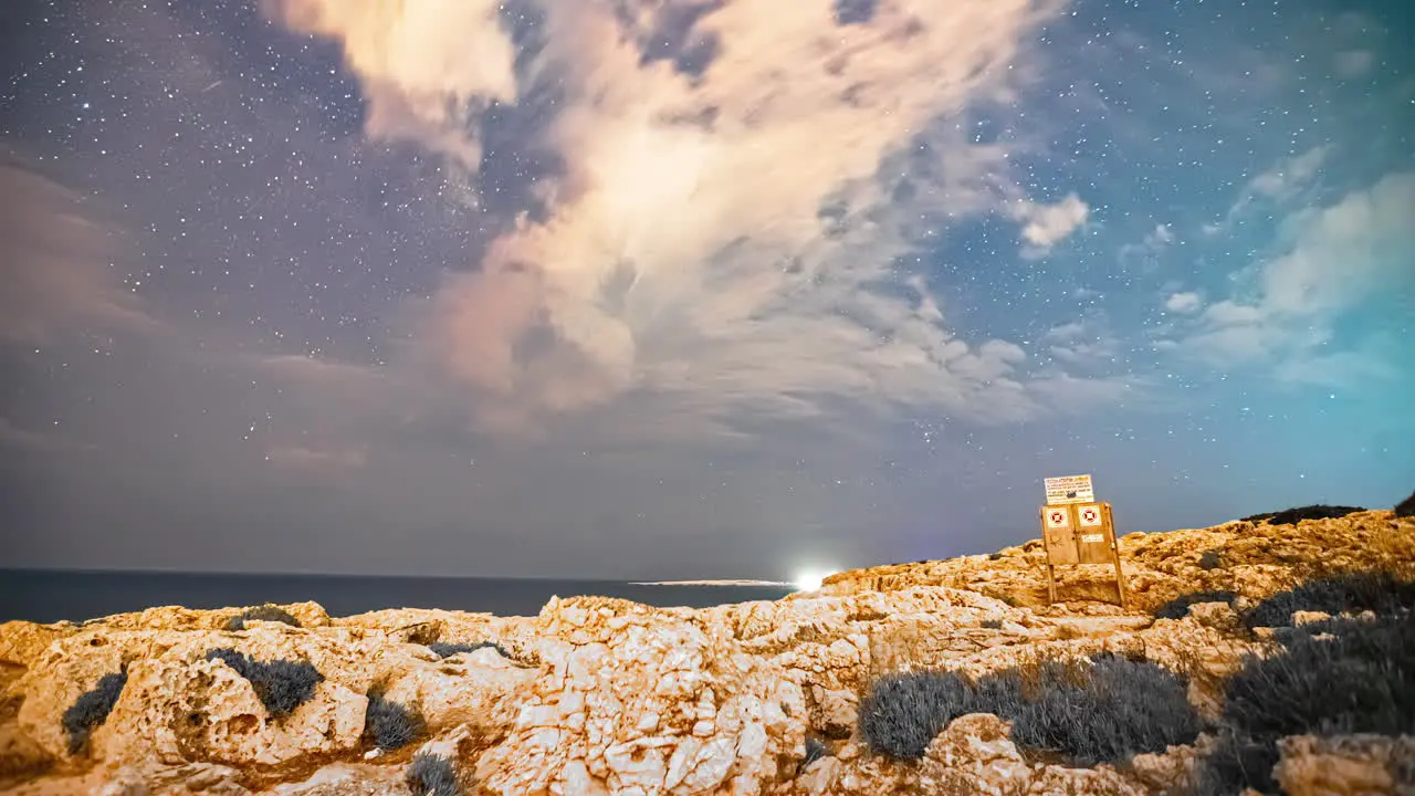 Timelapse of milkyway and stars at Ayioi Anargiroi Church Cyprus