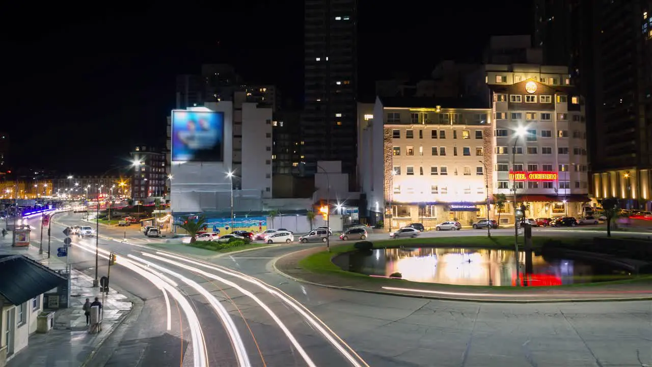 Night Time Lapse at Rotonda Alberdi Mar del Plata Argentina