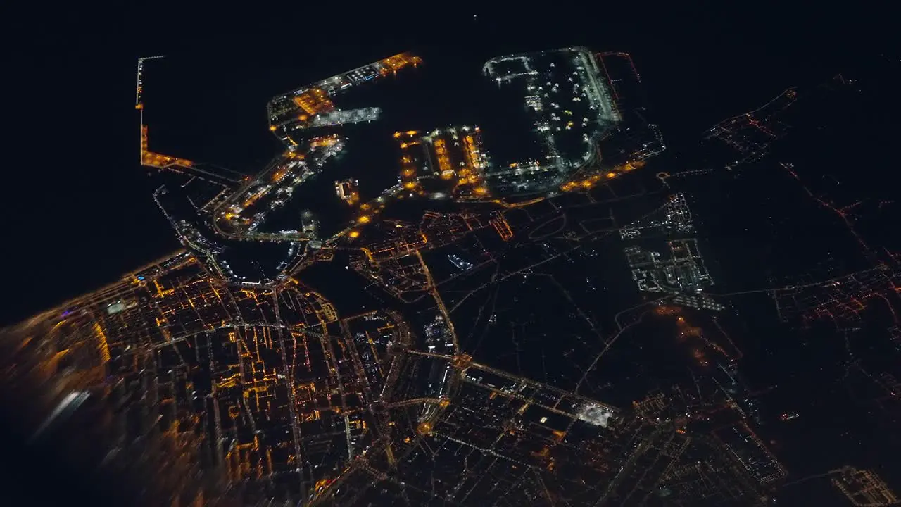 Night aerial view of Alicante taken from an aeroplane