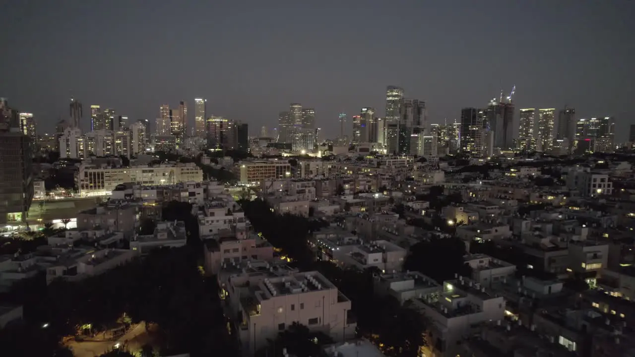 Tel Aviv at Night 4K Drone Shot of City