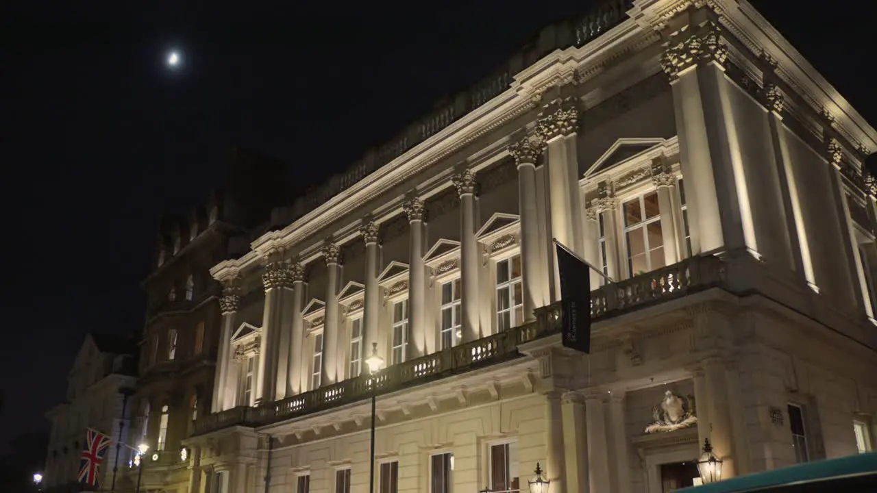 Architectural detail during night time of monumental building in London England