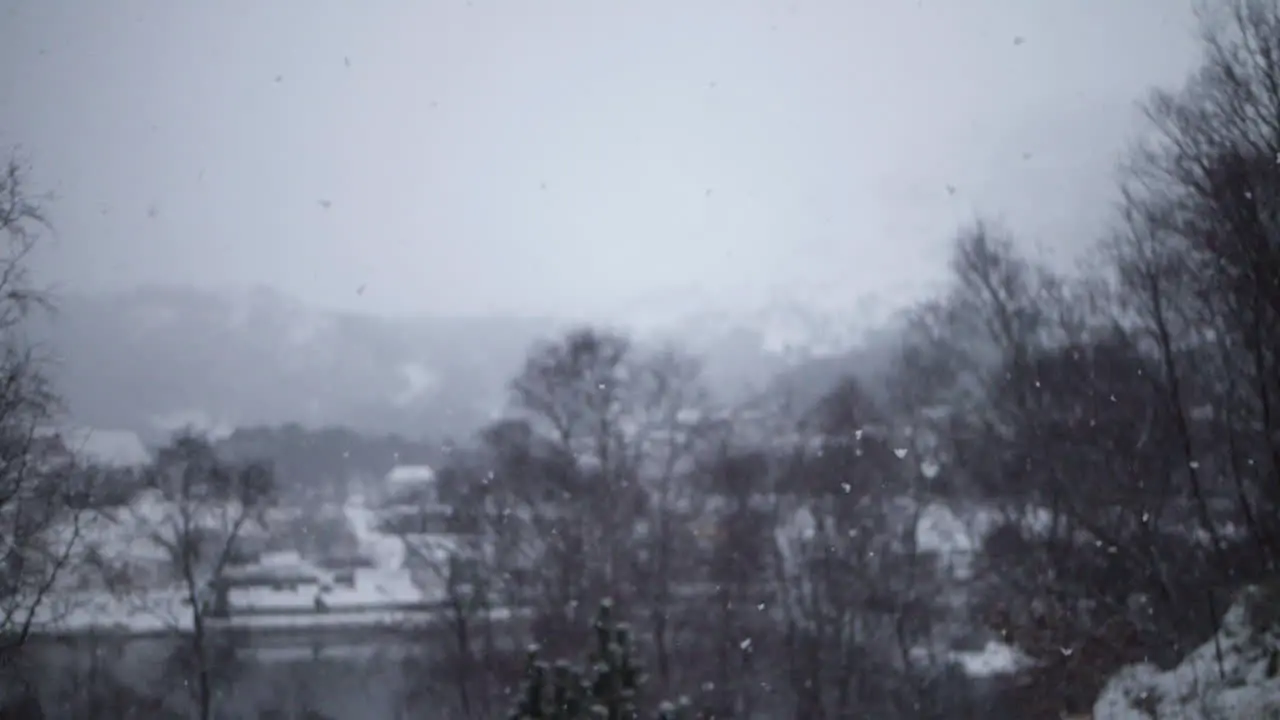 Snowing in slowmotion in the middle of the day