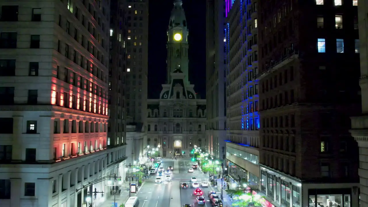 City Hall Philadelphia Drone shot Lowering slowly