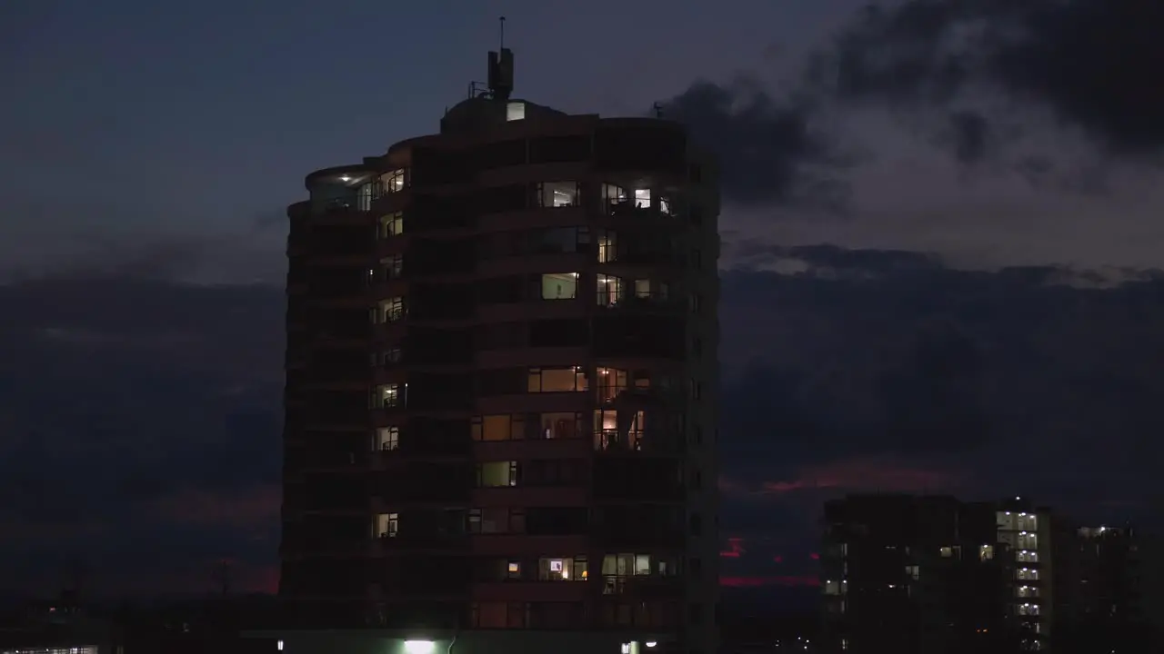 Night time shot of city tower