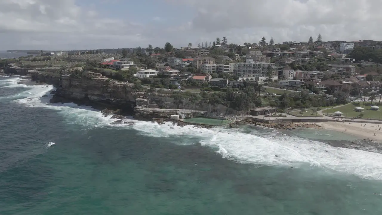 Aerial View Of Ocean Waves Crashing At Bronte Baths